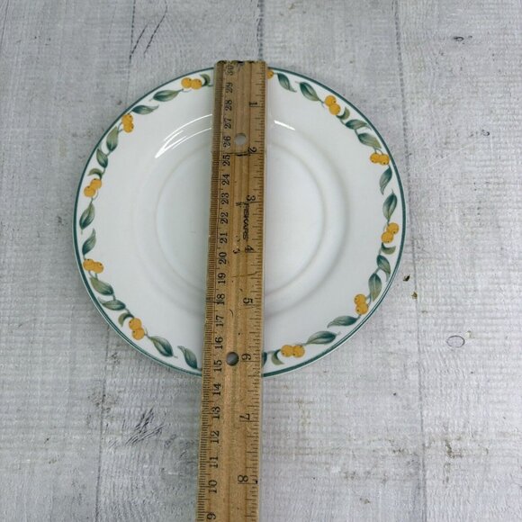 Julie Pople Avon COUNTRY FRUIT COLLECTION Porcelain Lemon Rim Saucers Set of 7 - Picture 11 of 16